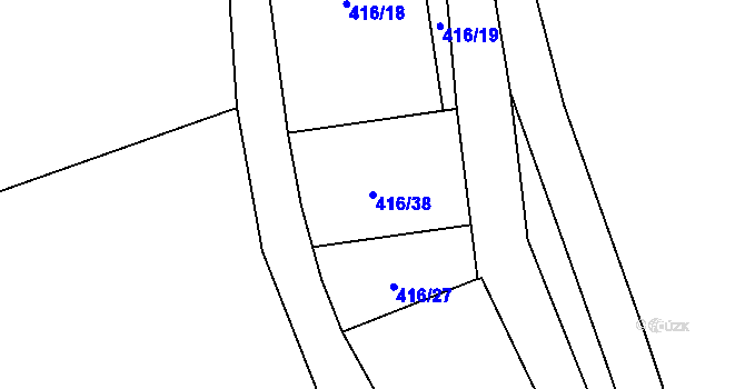Parcela st. 416/38 v KÚ Obora u Loun, Katastrální mapa