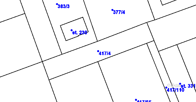 Parcela st. 417/4 v KÚ Obora u Loun, Katastrální mapa
