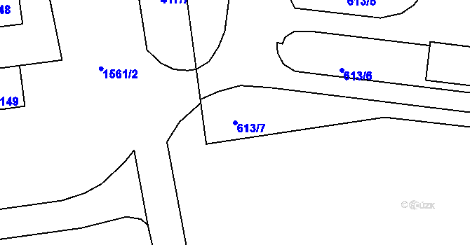 Parcela st. 613/7 v KÚ Obora u Loun, Katastrální mapa