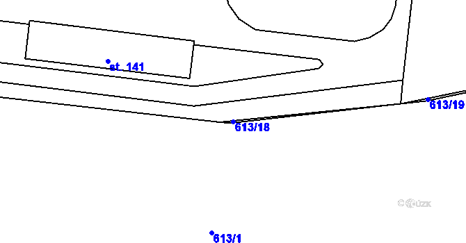 Parcela st. 613/18 v KÚ Obora u Loun, Katastrální mapa