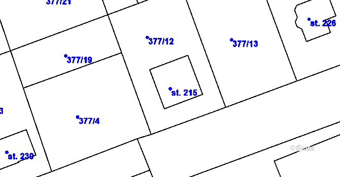 Parcela st. 215 v KÚ Obora u Loun, Katastrální mapa