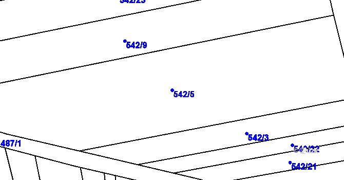 Parcela st. 542/5 v KÚ Obora u Loun, Katastrální mapa