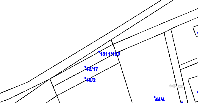 Parcela st. 1311/103 v KÚ Obora u Loun, Katastrální mapa