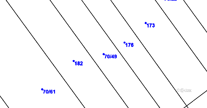 Parcela st. 70/49 v KÚ Obora u Loun, Katastrální mapa