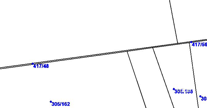 Parcela st. 417/93 v KÚ Obora u Loun, Katastrální mapa