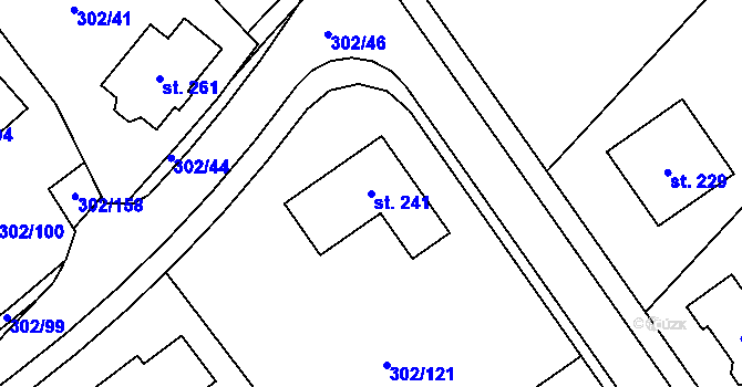 Parcela st. 241 v KÚ Obora u Loun, Katastrální mapa