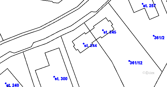 Parcela st. 244 v KÚ Obora u Loun, Katastrální mapa