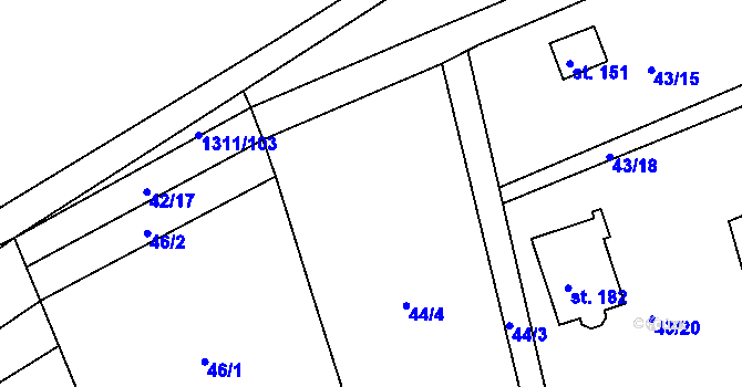 Parcela st. 44/4 v KÚ Obora u Loun, Katastrální mapa