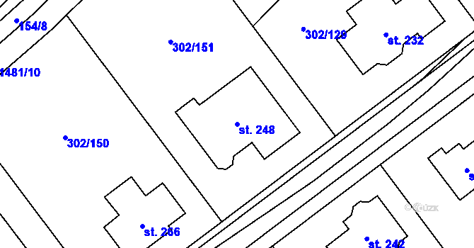 Parcela st. 248 v KÚ Obora u Loun, Katastrální mapa