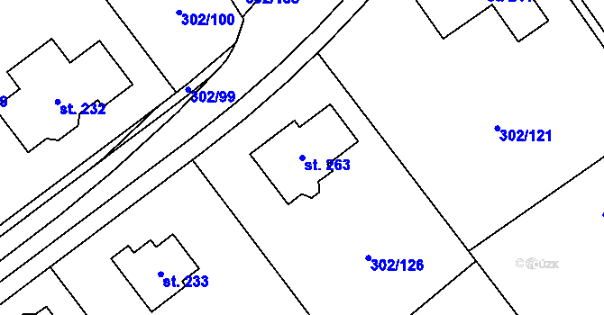 Parcela st. 263 v KÚ Obora u Loun, Katastrální mapa