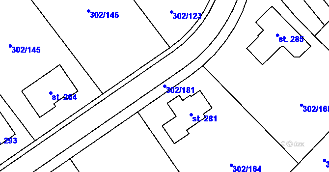 Parcela st. 302/181 v KÚ Obora u Loun, Katastrální mapa