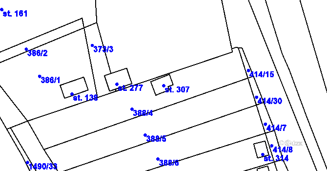 Parcela st. 307 v KÚ Obora u Loun, Katastrální mapa