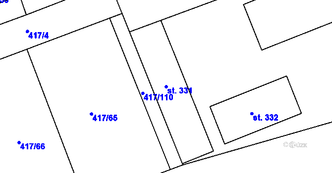 Parcela st. 331 v KÚ Obora u Loun, Katastrální mapa