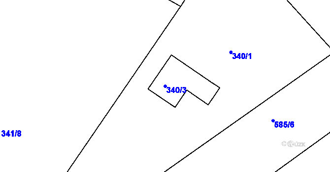 Parcela st. 340/3 v KÚ Černčice, Katastrální mapa