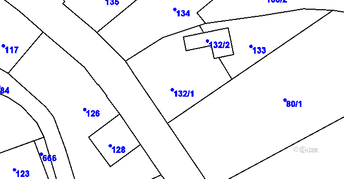 Parcela st. 132/1 v KÚ Černčice, Katastrální mapa