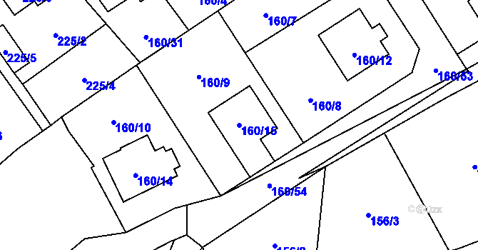 Parcela st. 160/15 v KÚ Černčice, Katastrální mapa