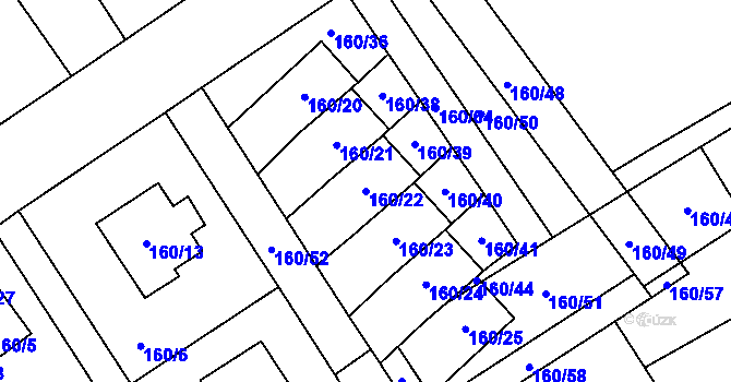 Parcela st. 160/22 v KÚ Černčice, Katastrální mapa