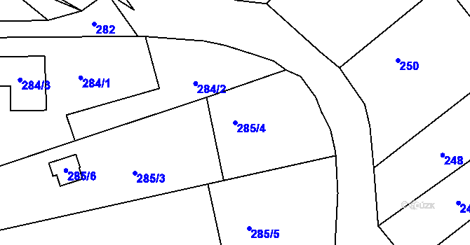 Parcela st. 285/4 v KÚ Černčice, Katastrální mapa