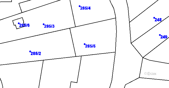 Parcela st. 285/5 v KÚ Černčice, Katastrální mapa