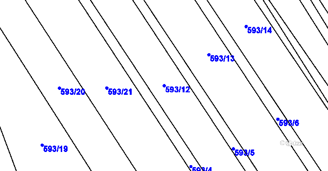 Parcela st. 593/12 v KÚ Černčice, Katastrální mapa