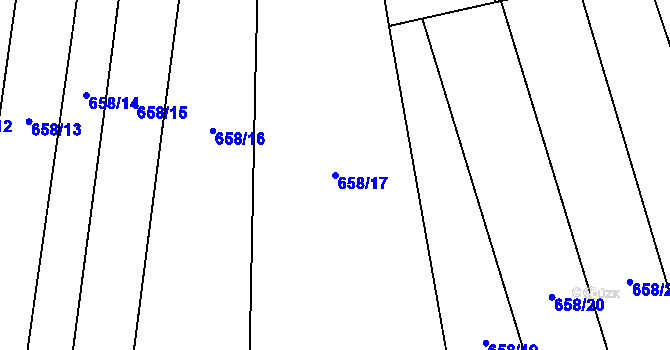 Parcela st. 658/17 v KÚ Černčice, Katastrální mapa