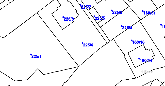 Parcela st. 225/6 v KÚ Černčice, Katastrální mapa