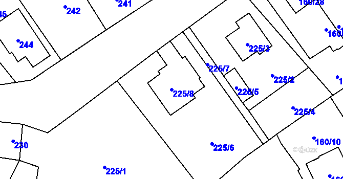 Parcela st. 225/8 v KÚ Černčice, Katastrální mapa