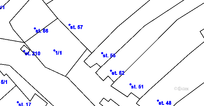 Parcela st. 55 v KÚ Černčín, Katastrální mapa