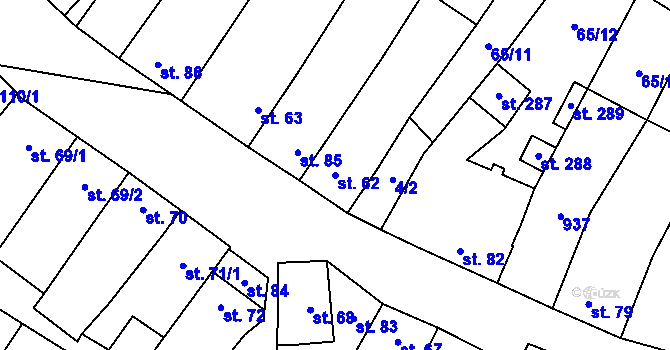 Parcela st. 62 v KÚ Černčín, Katastrální mapa