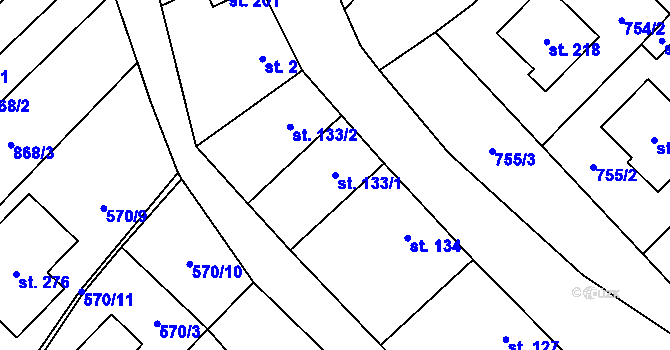 Parcela st. 133/1 v KÚ Černčín, Katastrální mapa