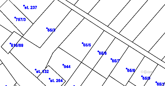 Parcela st. 65/5 v KÚ Černčín, Katastrální mapa
