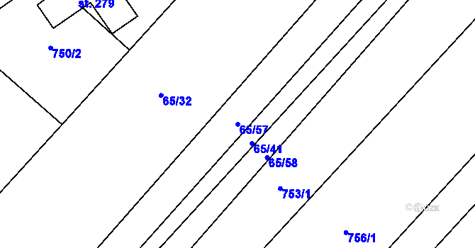 Parcela st. 65/57 v KÚ Černčín, Katastrální mapa