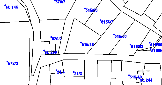 Parcela st. 515/48 v KÚ Černčín, Katastrální mapa