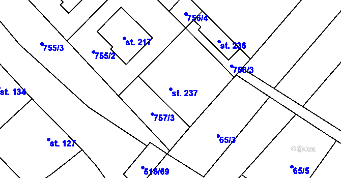 Parcela st. 237 v KÚ Černčín, Katastrální mapa