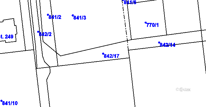 Parcela st. 842/17 v KÚ Černčín, Katastrální mapa