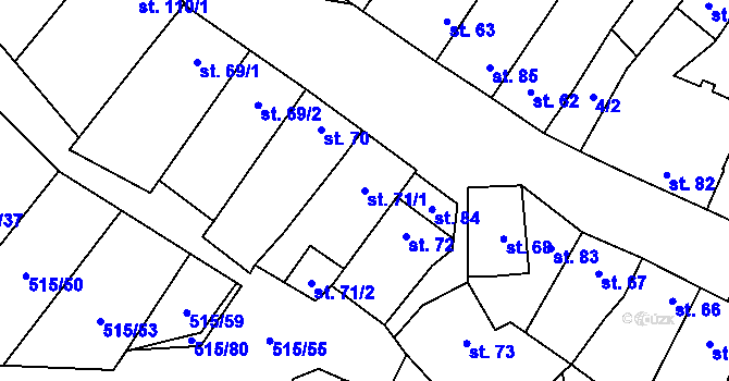 Parcela st. 71/1 v KÚ Černčín, Katastrální mapa