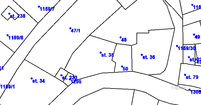 Parcela st. 35 v KÚ Černé Voděrady, Katastrální mapa