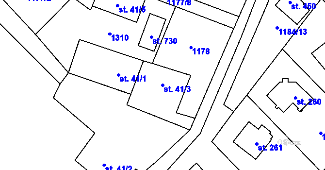 Parcela st. 41/3 v KÚ Černé Voděrady, Katastrální mapa