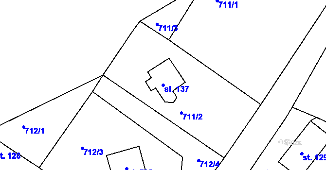 Parcela st. 137 v KÚ Černé Voděrady, Katastrální mapa