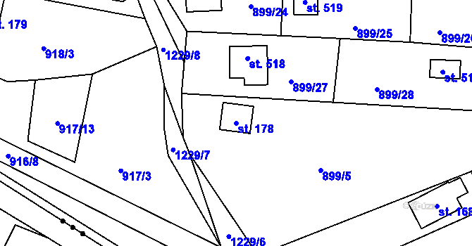 Parcela st. 178 v KÚ Černé Voděrady, Katastrální mapa
