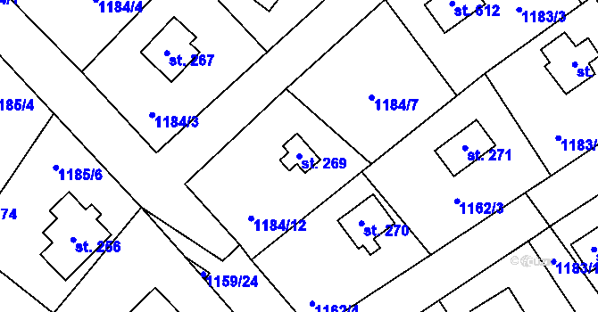 Parcela st. 269 v KÚ Černé Voděrady, Katastrální mapa