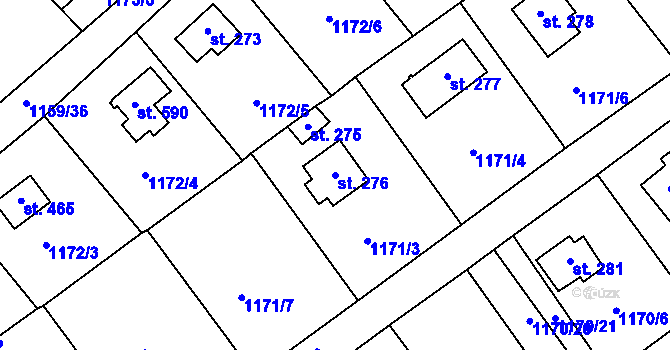 Parcela st. 276 v KÚ Černé Voděrady, Katastrální mapa