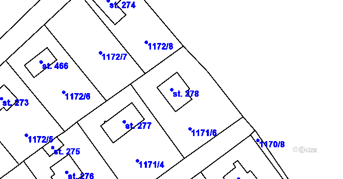 Parcela st. 278 v KÚ Černé Voděrady, Katastrální mapa
