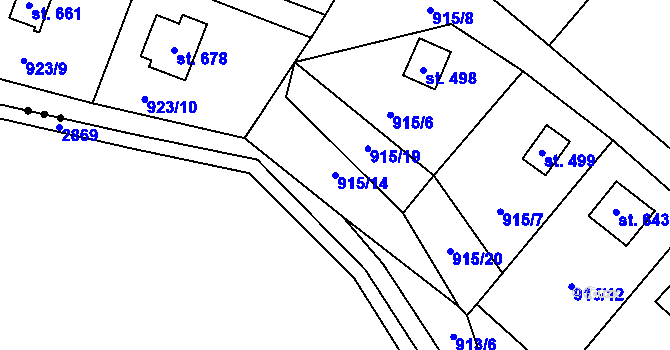 Parcela st. 915/14 v KÚ Černé Voděrady, Katastrální mapa