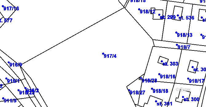 Parcela st. 917/4 v KÚ Černé Voděrady, Katastrální mapa