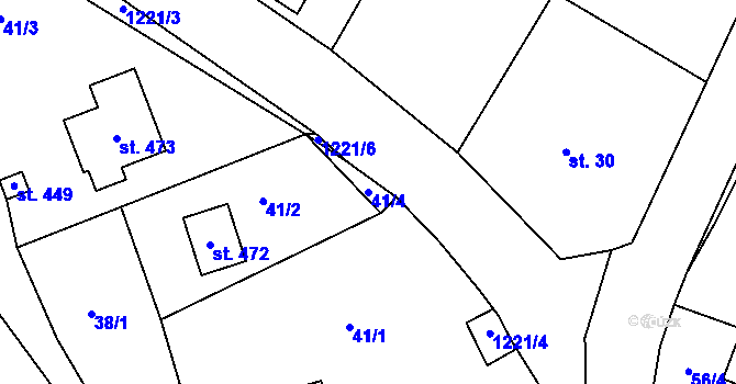 Parcela st. 41/4 v KÚ Černé Voděrady, Katastrální mapa