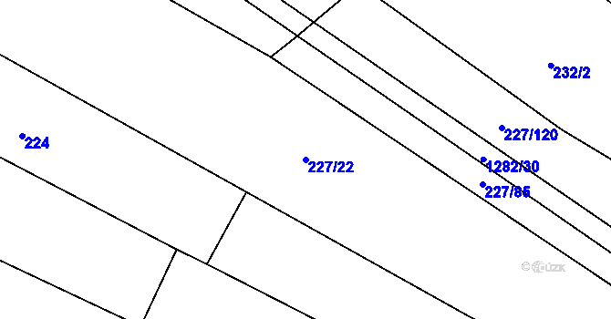 Parcela st. 227/22 v KÚ Černé Voděrady, Katastrální mapa