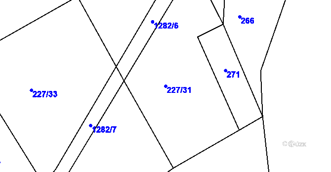 Parcela st. 227/31 v KÚ Černé Voděrady, Katastrální mapa