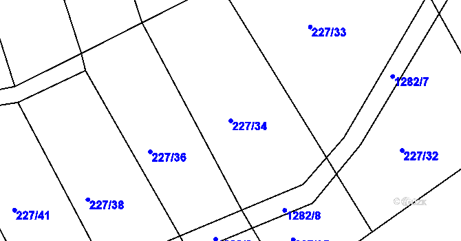 Parcela st. 227/34 v KÚ Černé Voděrady, Katastrální mapa