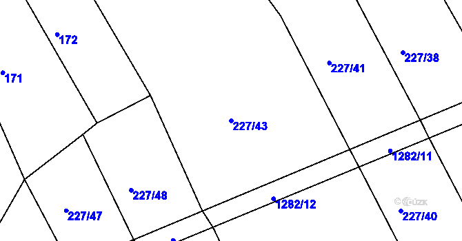 Parcela st. 227/43 v KÚ Černé Voděrady, Katastrální mapa